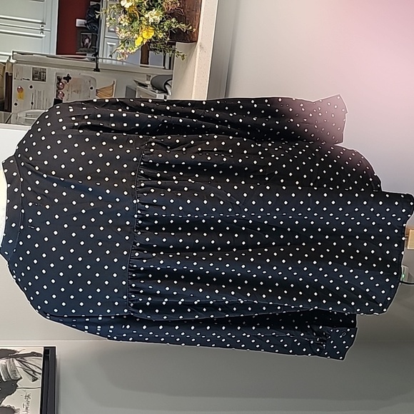 Women's black blouse with white pattern. Classic black 12-14 by Time And True. - Picture 6 of 7